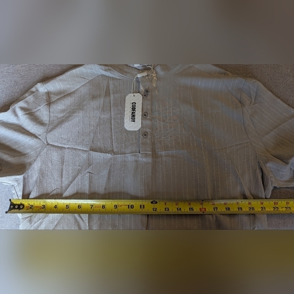 COOFANDY NWT Men's Gray Short Sleeve Striped Buttoned Casual Shirt Size Large - Picture 15 of 15